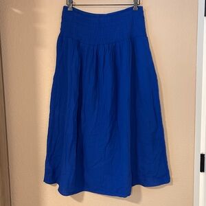 NWT 100% Cotton Smocked Skirt Rich Blue size large